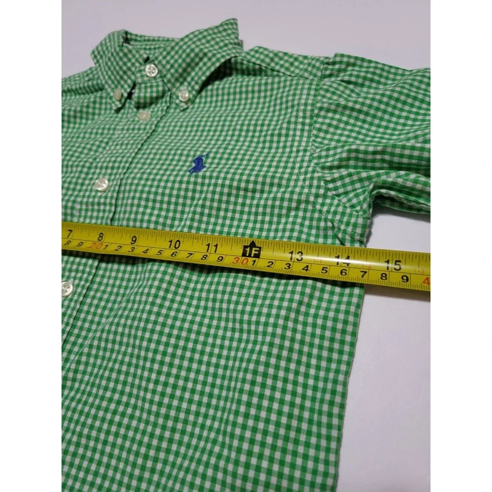 (#17) Polo Ralph Lauren Button Up Size Kid's 5 Green Check Plaid Long Sleeve